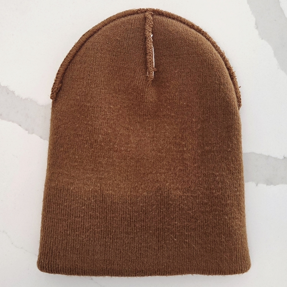 Carhartt Knit Watch Cap Brown Beanie with Cuffed Logo Patch - Picture 5 of 5